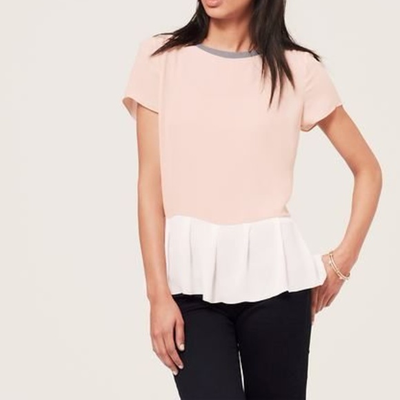 LOFT Tops - Ann Taylor LOFT Peplum Blush Top Button Back